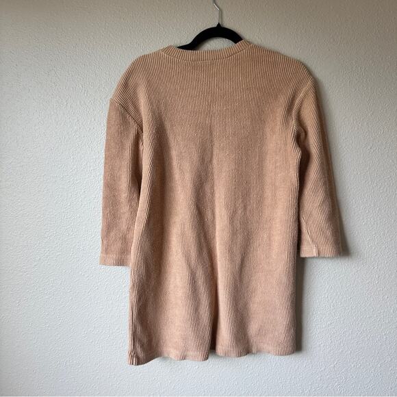 Reformation Tan Ribbed Short Sleeve Sweater Dress Womens S Channing Mini Preppy - Picture 10 of 10